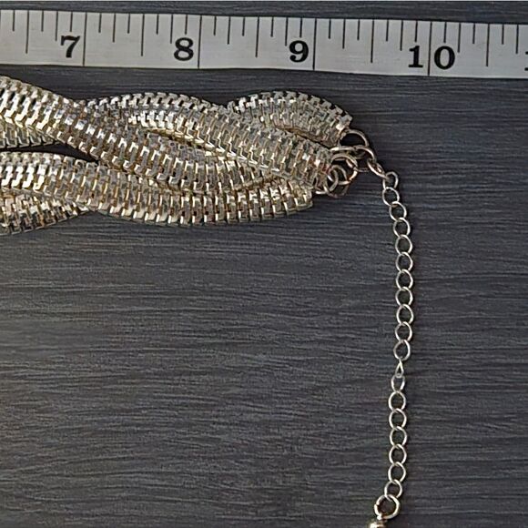"5/$25" Silvertone 4 Strand Adjustable Snake Chain Bracelet Sz Average to Large - Picture 4 of 5